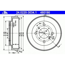 24.0220-3034.1 ATE Тормозной барабан