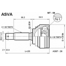 MT-08 ASVA Шарнирный комплект, приводной вал