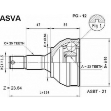 PG-12 ASVA Шарнирный комплект, приводной вал