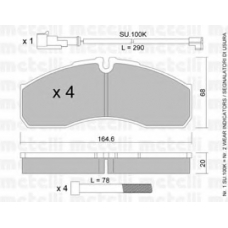 22-0578-0K METELLI Комплект тормозных колодок, дисковый тормоз