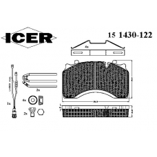 151430-122 ICER Комплект тормозных колодок, дисковый тормоз