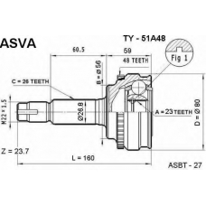 TY-51A48 ASVA Шарнирный комплект, приводной вал
