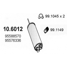 10.6012 ASSO Средний глушитель выхлопных газов