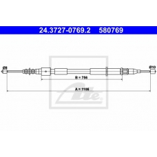 24.3727-0769.2 ATE Трос, стояночная тормозная система
