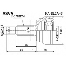 KA-SL2A46 ASVA Шарнирный комплект, приводной вал